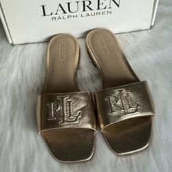 Lauren Ralph Lauren Women's Everly Slide Flat Sandals - Platinum, 5.5B