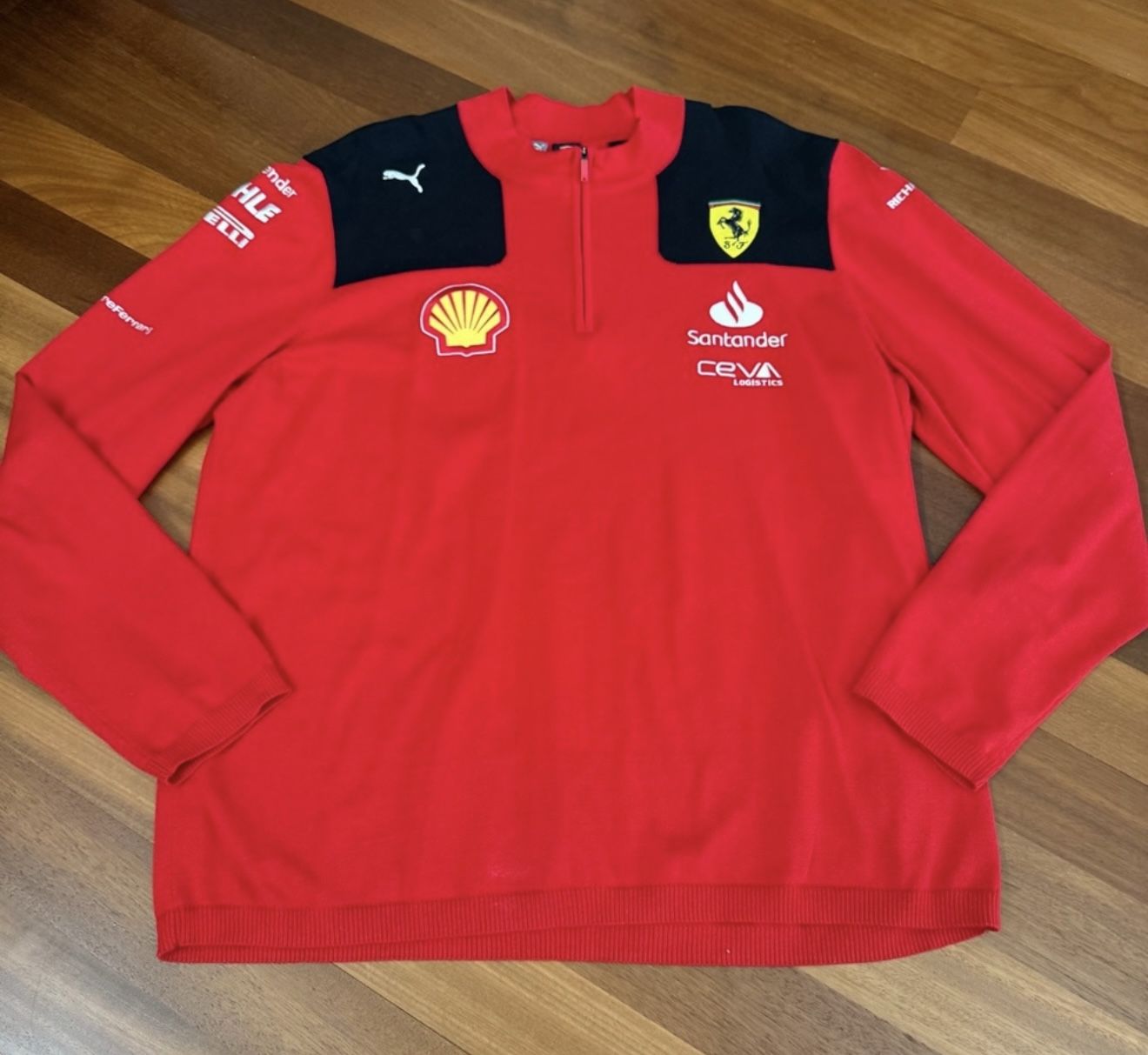 Puma Formula 1 Racing Ferrari 1/4 Zip Knit Pullover Sweater, Red, Men’s XXL