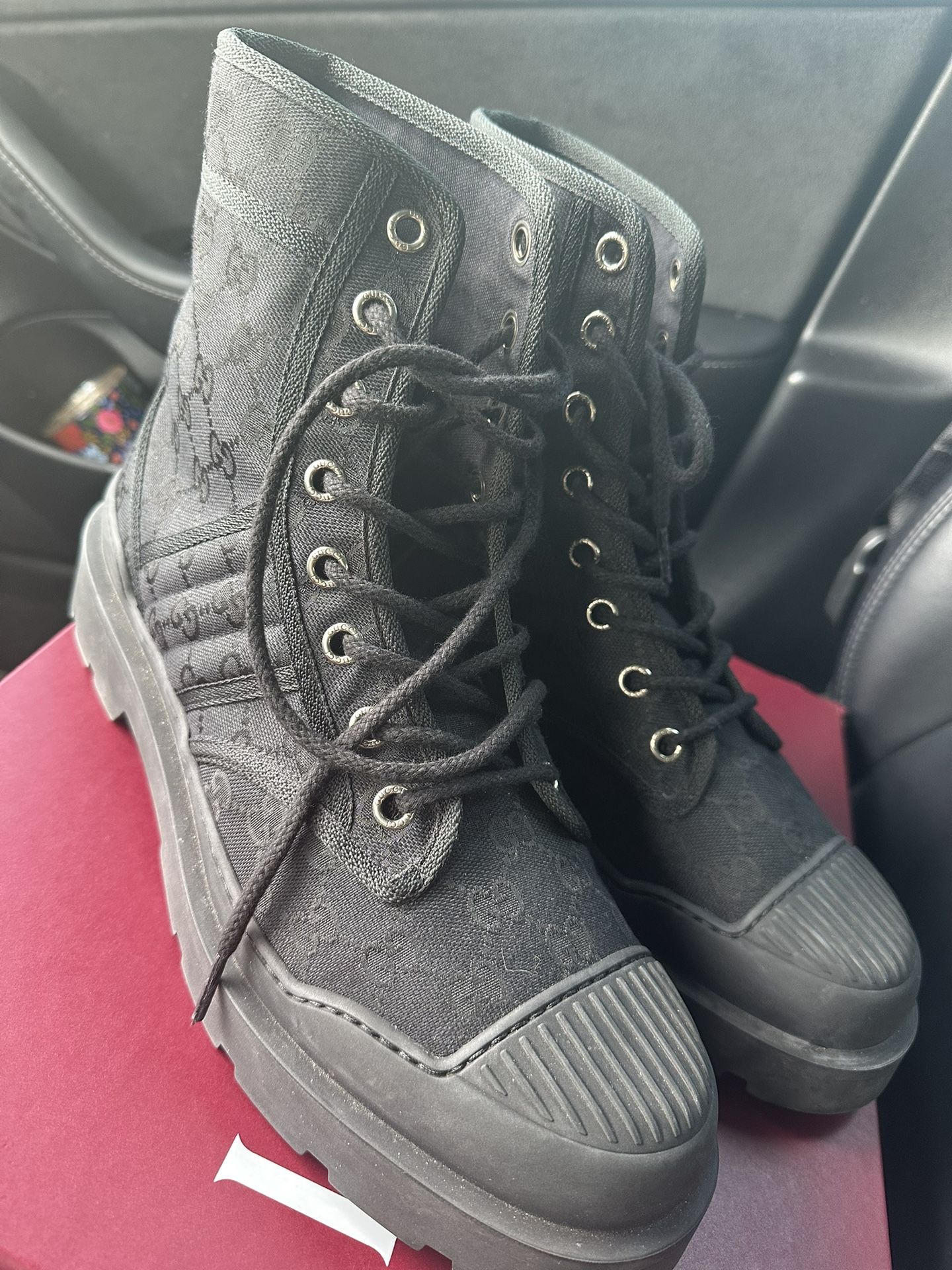 Canvas Black Monogram Gucci Boots Men