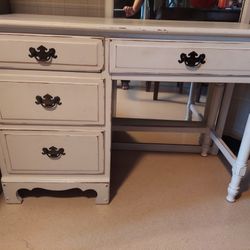 Distressed Finish White Desk 
