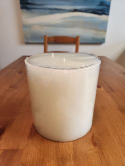 NEW Pottery Barn 3-Wick Candle 6"x6" 50 hour burn time on NEW World Market Stand $18 Total (SE San Diego)