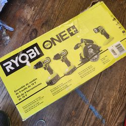 Ryobi ONE+ 18V Cordless 4-Tool Combo Kit with 1.5 Ah Battery, 4.0 Ah Battery, and Charger