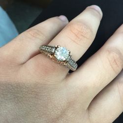 14k White Gold White Rose Gold Ladies 2-toned Diamond Ring Size 6.75