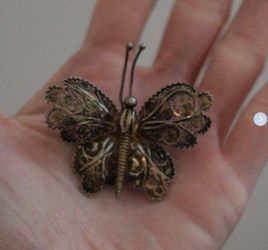 Vintage Portugal Sterling Silver Marked Butterfly Pin Brooch


