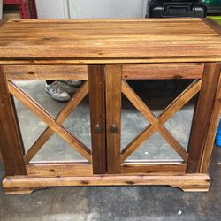 Wood Cabinet With Mirror Doors