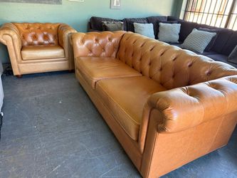 Leather Sofa and Chair Set $290