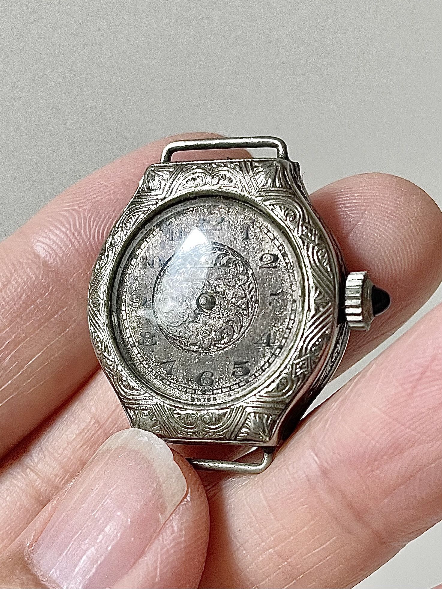 Antique Victorian Swiss 14k Gold Filled Sapphire Crown Watch Face 16 Jewel