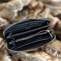 Embossed Monogram Black Long Wallet