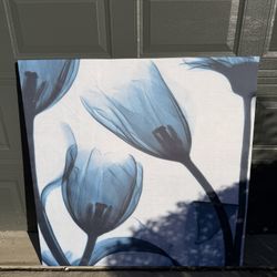 48x48 Canvas Art Of Blue Flowers 