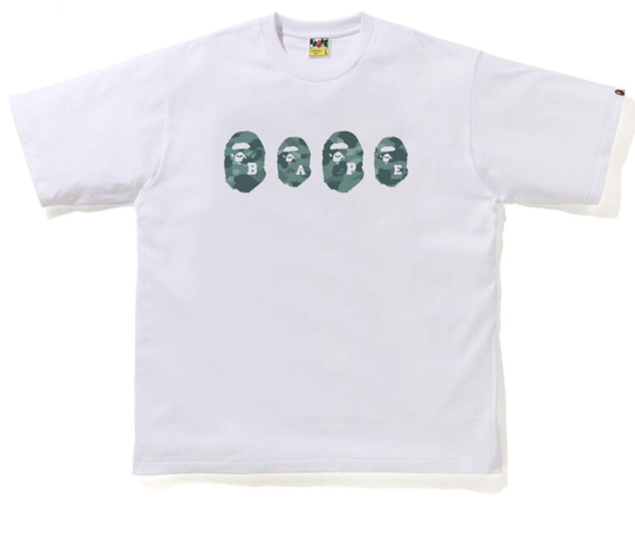 Bape Color Camo Ape Head Relaxed Tee White/Green Size L