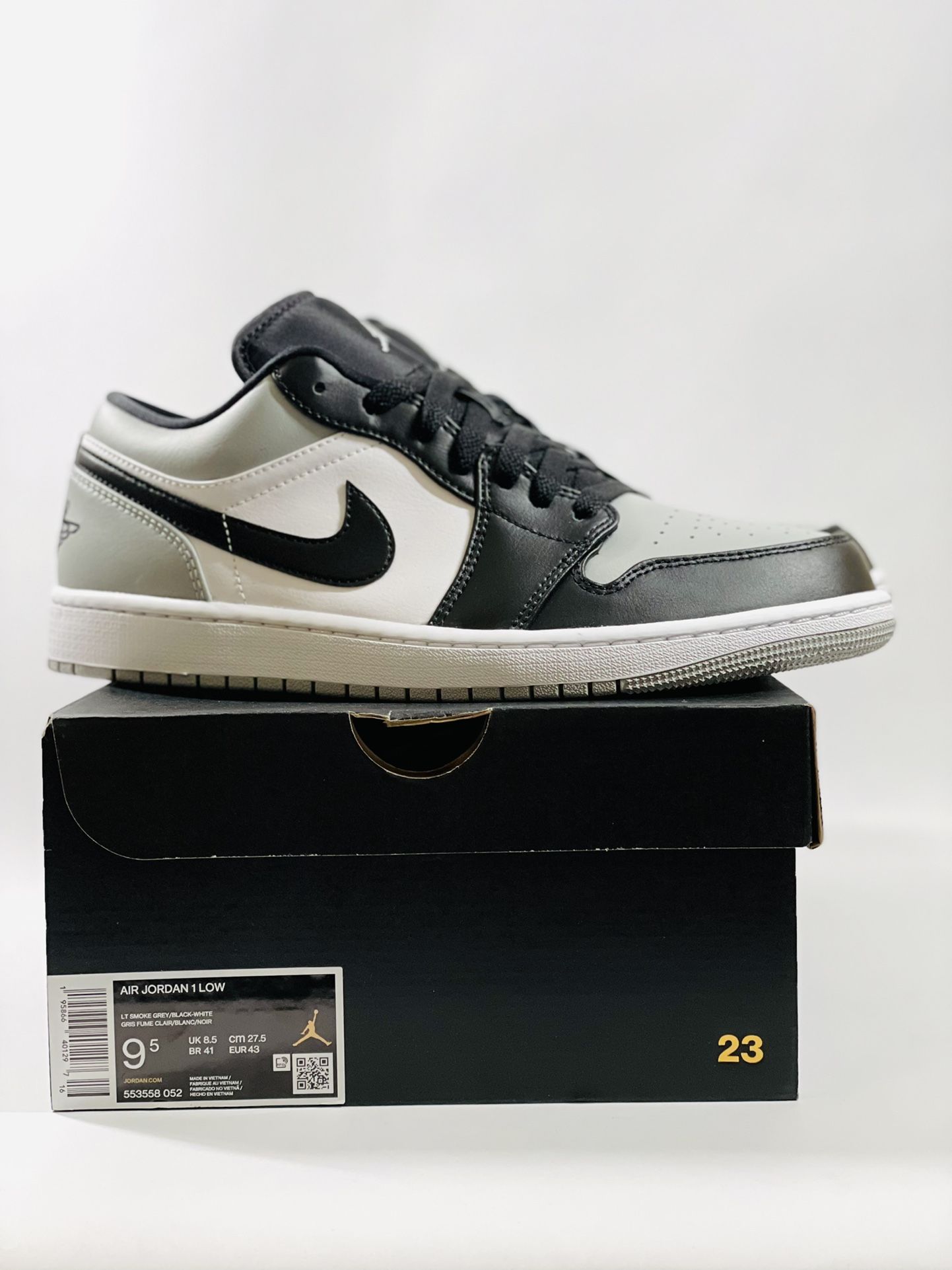 Air Jordan 1 Low Lt Smoke Grey/Black-White Size 9.5M DS for Sale 