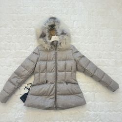 ✨ Moncler “Cardamine” Metallic Down Belted Jacket – Gray (Women’s Small)