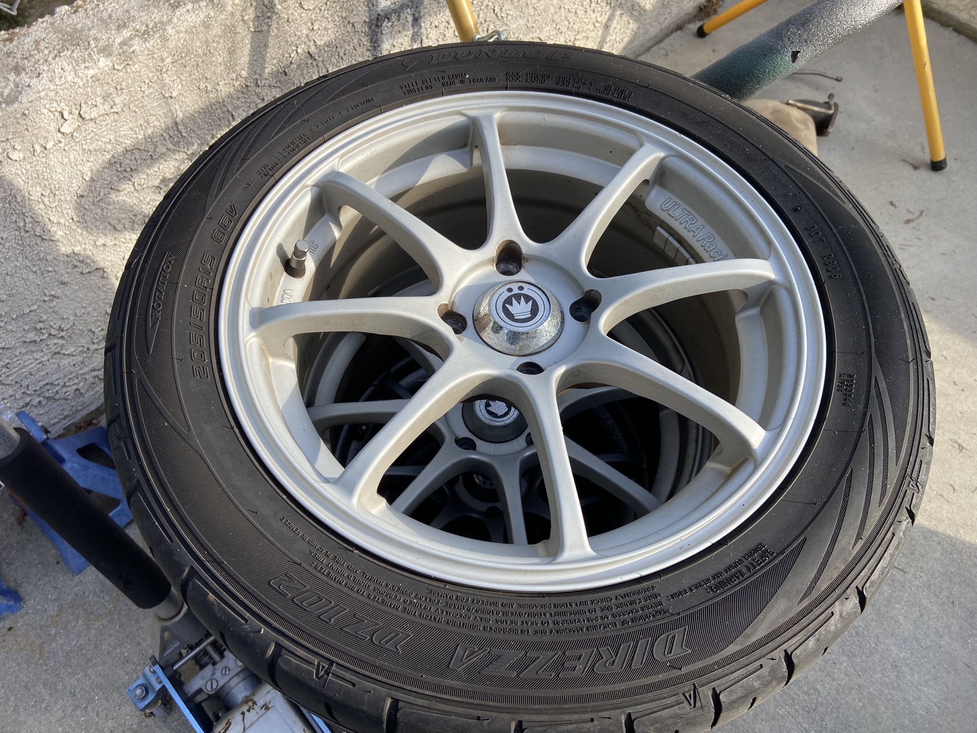 Konig Feather 15x6.5, +38 Offset, 4x100, Dunlop Direzza