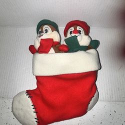Disney Chip 'n Dale Duo in Santa Stocking Christmas Holiday Plush