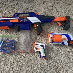Nerf Guns (Set of 3 + Bullets)