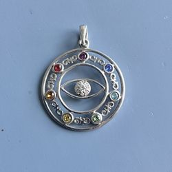 Pandora Medallion Silver 925 Eye Locket with Multicolor Crystals