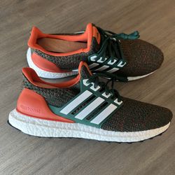 Adidas's Ultra Boost  Miami Hurricanes Shoes Green/Orange Sz 8 