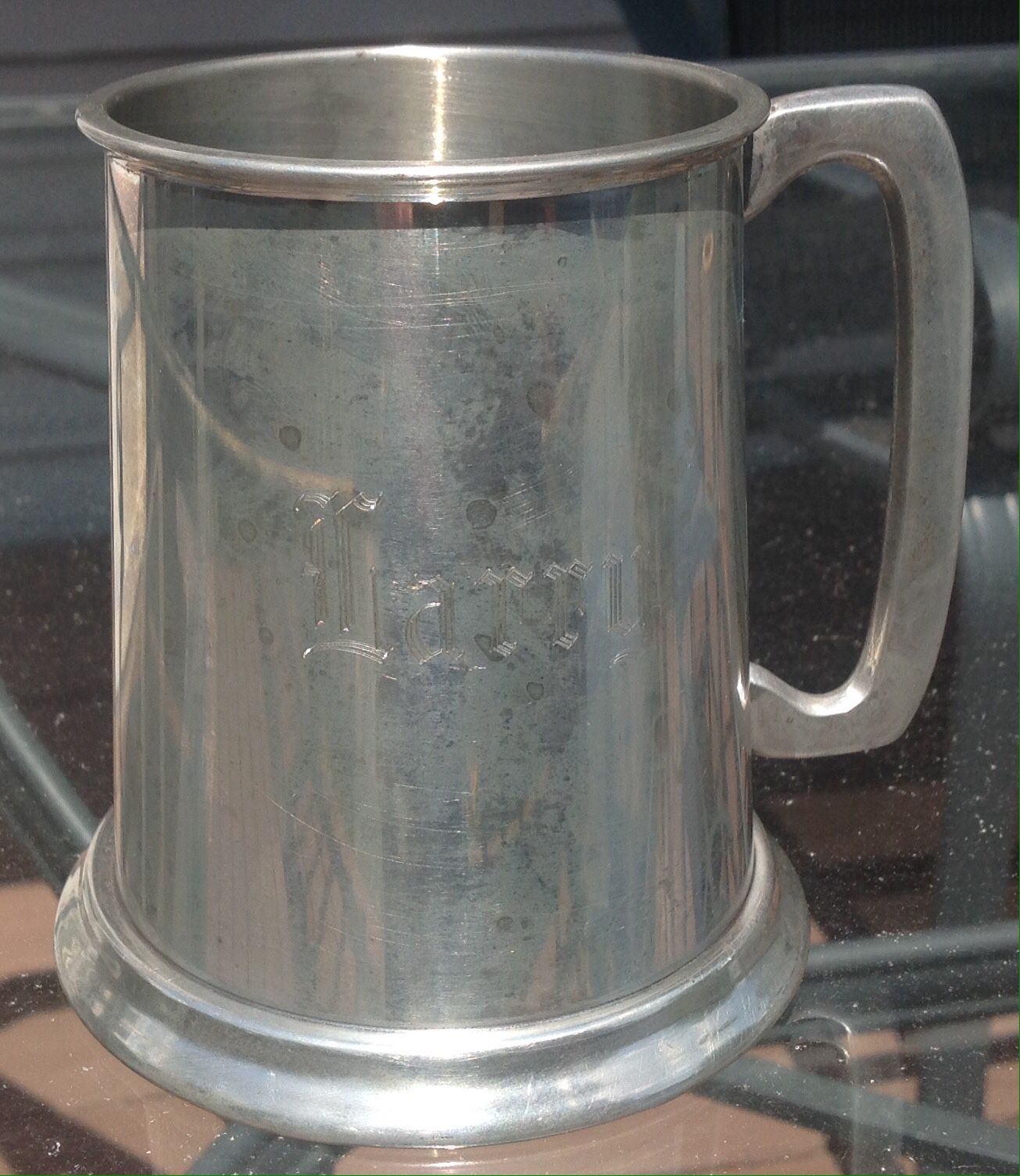 Vintage Sheffield Glass-Bottom Pewter Tankard / Stein