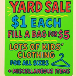 Yard Sale! Saturday 6/21 - $1 each or Fill a Bag for $5! 👕👶👜