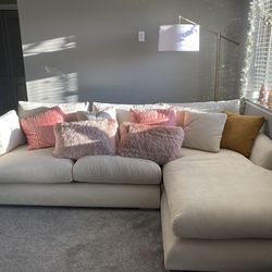 Feathers Sectional Couch Chaise Lounge 110 Inches