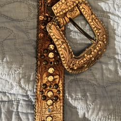 Authentic B.B. Simon Women’s Western Style Belt With Swarovski Crystal Jewels