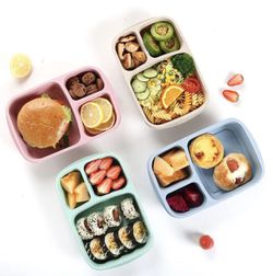  PUiKUS 4 Pack Snack Containers, 4 Compartments Bento Snack Box,  Reusable Meal Prep Lunch Containers for Kids Adults, Divided Food Storage  Containers for School Work Travel: Home & Kitchen