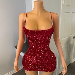 Red Sequin Dress 