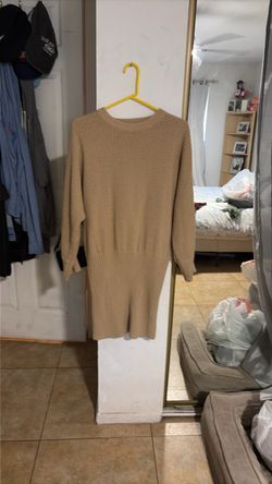 Camel Knit Sweater Dress