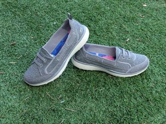 Skechers Microburst Topnotch Womens 7 Grey Slip On Memory Foam Sneakers Shoes 23317