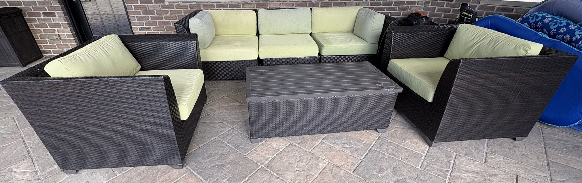 12 Piece Wicker Outdoor Sectional seating W/ Storage Coffee Table And End Tables