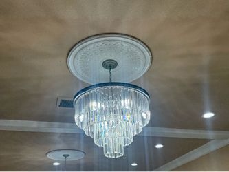 Tiered Modern/Traditional Chandelier with Crystal Accents for Living Room
