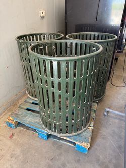 Slatted Commercial Outdoor Trash Receptacle