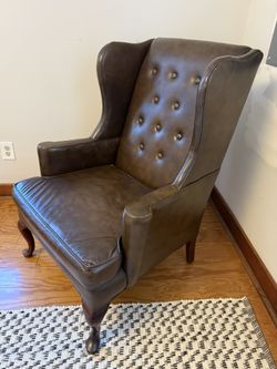 Brown Leather Wingback Chair