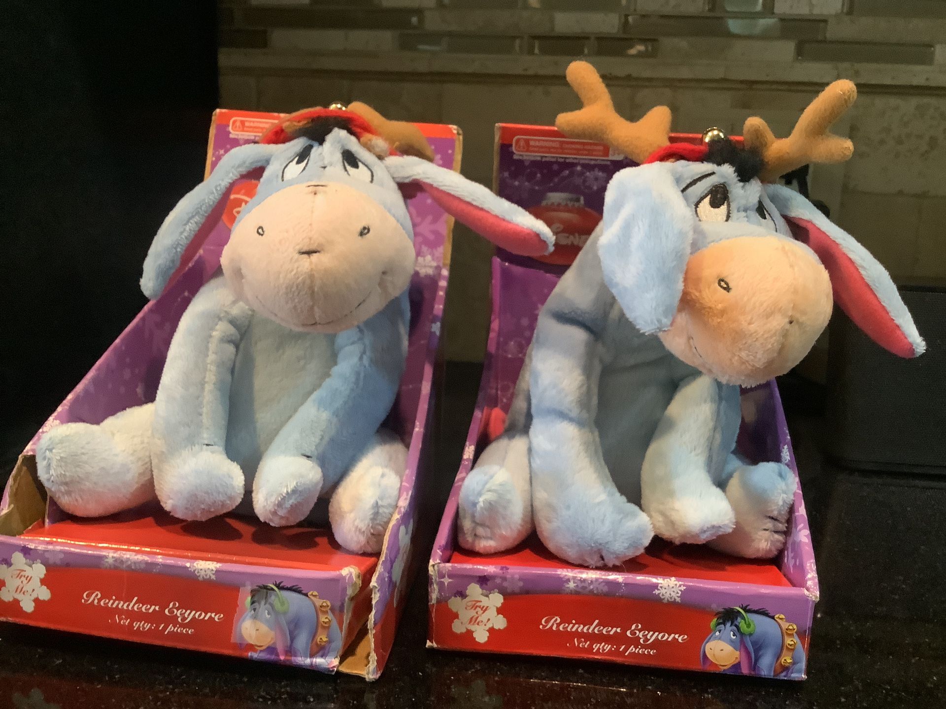 Disney Eeyore Reindeer Plush Singing 7.5” Stuffed Animal Gemmy Decor NEW In Box Head Does Not Move Only Sings $30 Each