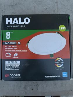 This item is a Halo HLB 8-inch Canless Ultra-Thin Recessed Lighting LED Downlight