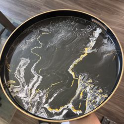 Handmade Resin Art Serving Tray – Marble & Gold Vein Design