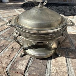 Vintage Silver Plated Chafing Food Warmer With Lid