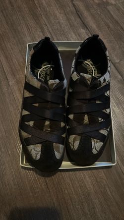 Coach Slip on Sneakers shoes Harmonie Women Size 7.5 M Logo A1251 Brown Signature
