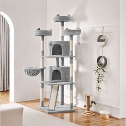 🐱 Large Gray Cat Tree / Multi-Level Cat Tower – 50 🐱