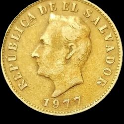 1977 , EL SALVADOR 5 centavos ,A GREAT COIN FOR YOUR COLLECTION!!
