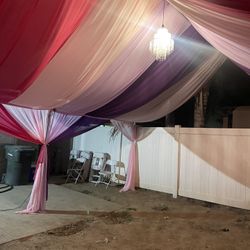 Draping Canopy Tables Chairs Linens Balloon Wedding XV Baby Shower Etc…