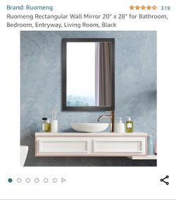 Ruomeng Rectangular Wall Mirror 20" x 28" for Bathroom, Bedroom, Entryway, Living Room, Black