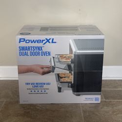 BRAND NEW! PowerXL SmartSynx 1700W Dual Door Toaster Oven and Air Fryer: Stainless Steel Convection