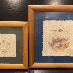 Signed Framed Vintage Pressed Wildflower Flowers Floral Artwork Dated 1994  