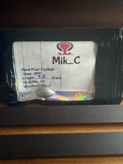 hand-poured .999 fine silver football collectible/art piece made by Mik_C