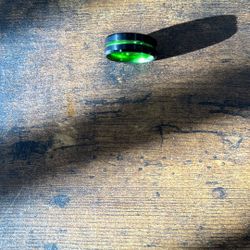 Tungsten Carbide Black & Green Ring 