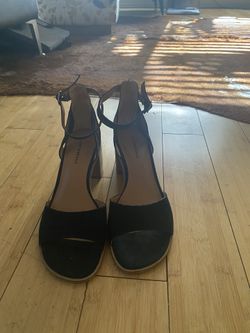 LUCKY BLACK WOMENS WEDGES WITH STRAP WORN ONCE