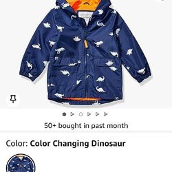 Carter's Raincoat Toddler 2T Dinosaur Color Changing When Wet