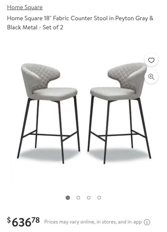 Pair Of Upholstered Metal Bar Stools