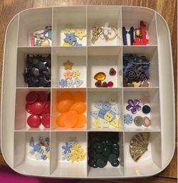 Assorted Craft Buttons and Sequins with Organizers